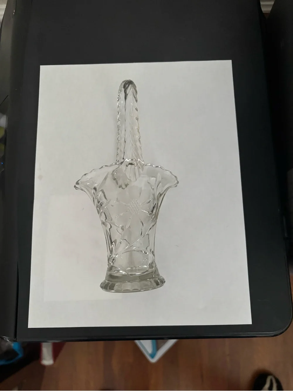 Clear Glass Flower Basket Decorative Vase